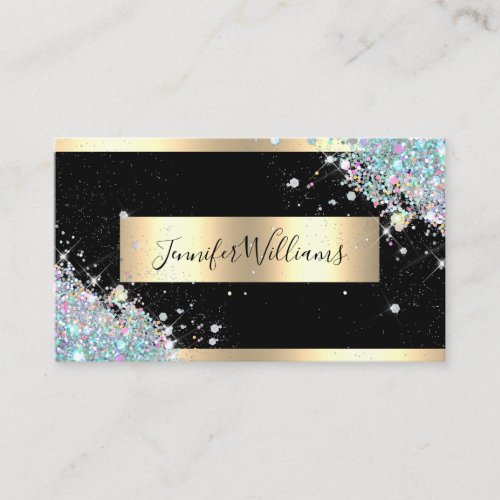 Makeup Artist Holographic Glitter Gold Elegant Business Card