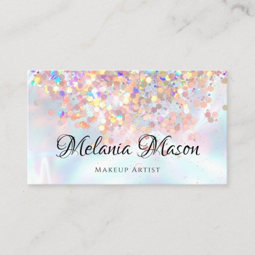 Makeup Artist Holographic Glitter QR Code Metallic Business Card