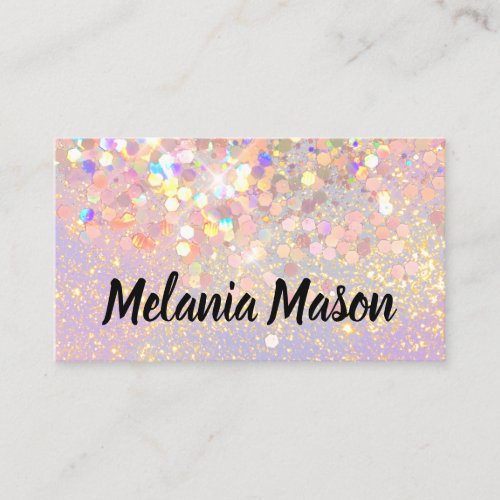 Makeup Artist Holographic Glitter QR Code Pink Business Card