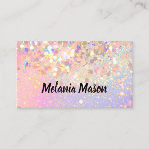 Makeup Artist Holographic Glitter QR Code Pink Business Card