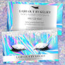 Makeup Artist Holographic Platinum Glitter Drips Business Card