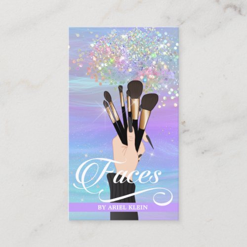 Makeup Artist Holographic Purple and Blue Business Card