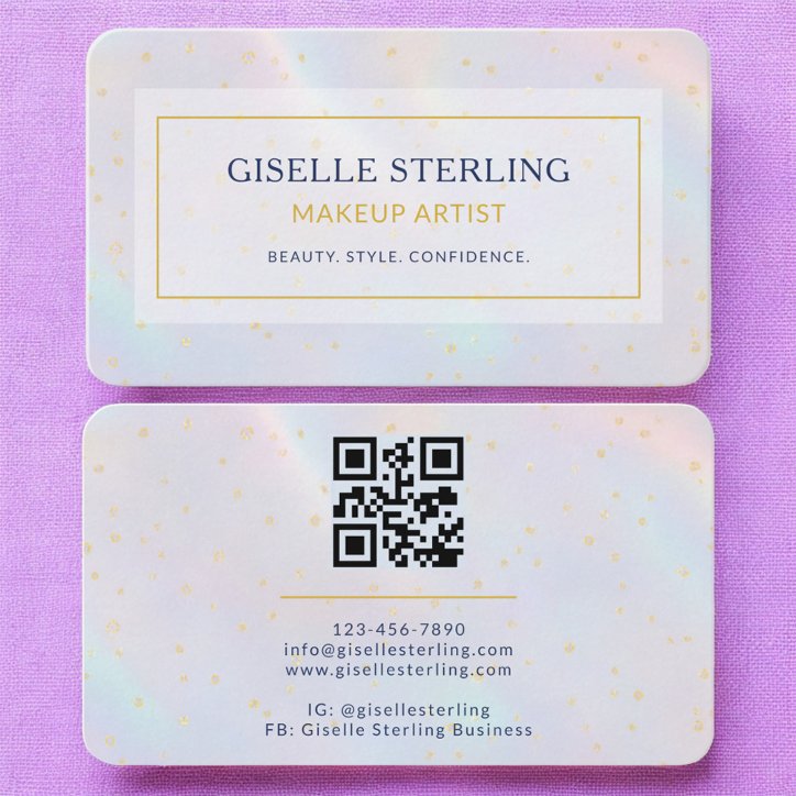 Makeup Artist Holographic QR Code Business Card