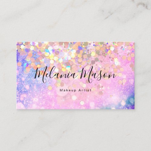 Makeup Artist Holographic Sparkly Glitter QR Code Business Card