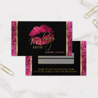 Makeup Artist Hot Pink Glitter Appointment Business Card