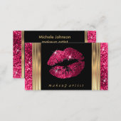 Makeup Artist Hot Pink Glitter Business Card (Front/Back)