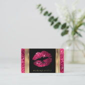 Makeup Artist Hot Pink Glitter Business Card (Standing Front)