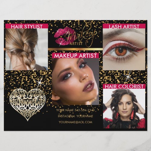 Makeup Artist  Hot Pink Lips on Black Flyer