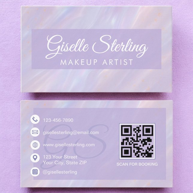 Makeup Artist Iridescent Pastel Opal Holographic Business Card (Creator Uploaded)