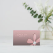 Makeup Artist Jewelry Pink Flower White Diamonds Business Card (Standing Front)