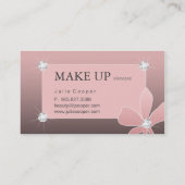 Makeup Artist Jewelry Pink Flower White Diamonds Business Card (Back)