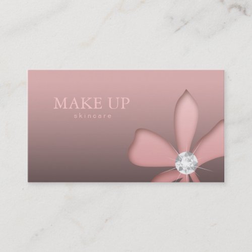 Makeup Artist Jewelry Pink Flower White Diamonds Business Cards