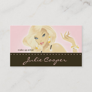 Makeup Artist Jewelry Pretty Blonde Woman Pink Business Card