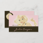 Makeup Artist  Jewelry Pretty Blonde Woman Pink Business Card (Front/Back)