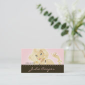 Makeup Artist  Jewelry Pretty Blonde Woman Pink Business Card (Standing Front)
