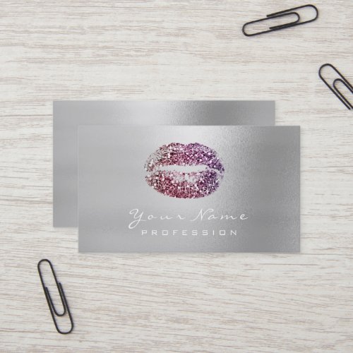 Makeup Artist Kiss Lips Beauty Glitter Purple Pink Business Card