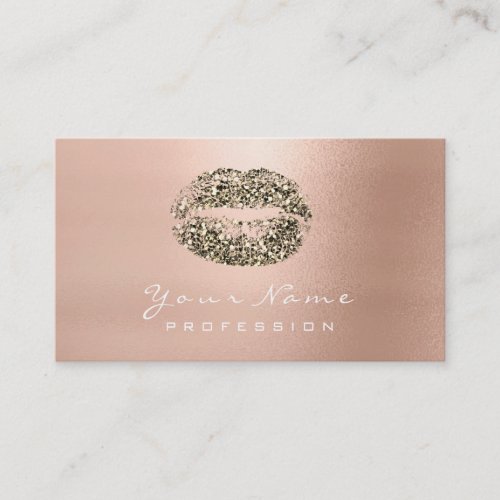 Makeup Artist Kiss Lips Beauty Glitter Rose Gold Business Card