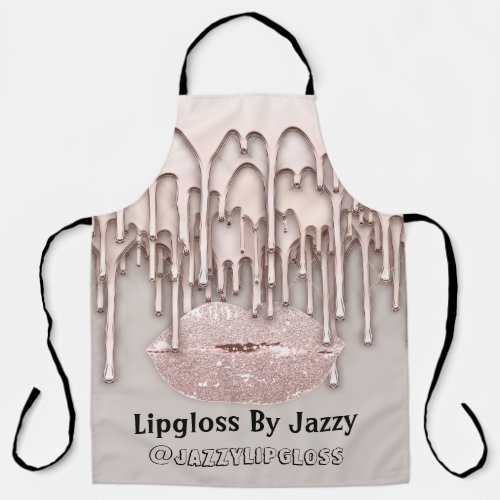 Makeup Artist Kiss Lips Drips Rose 3DEffect Gray Apron