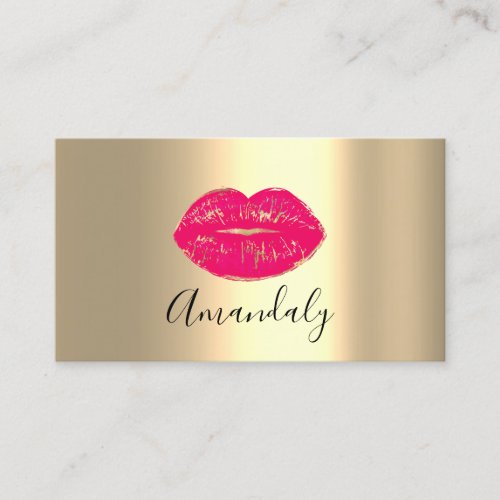 Makeup Artist Kiss Lips Golden Unique Pink Girly Business Card
