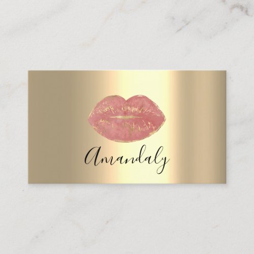 Makeup Artist Kiss Lips Golden Unique Rose Blush Business Card