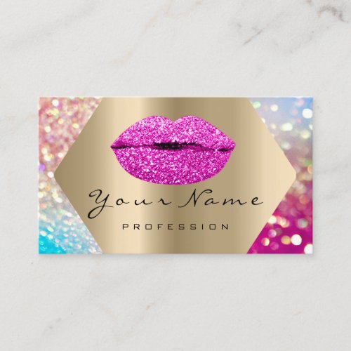 Makeup Artist Kiss LIPS Pink Gold Holograph Business Card