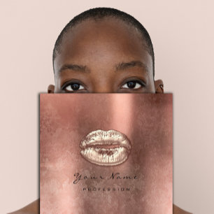 Makeup Artist Kiss Lips Rose Gold Grunge Square Square Business Card