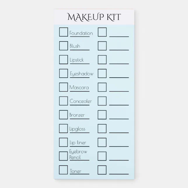 Makeup Theme Notepad Makeup artist kit checklist | CUSTOMIZE blue Magnetic Notepad | Zazzle