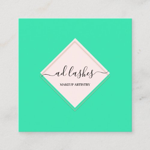 Makeup Artist Lash Beauty Studio Pink Mint Green Square Business Card