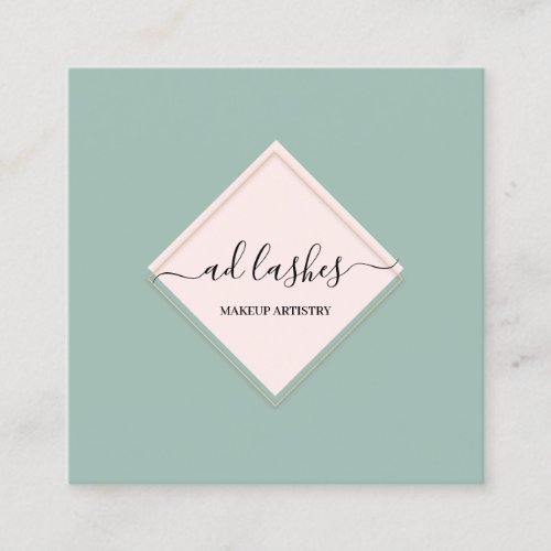 Makeup Artist Lash Beauty Studio Pink Mint Pastel Square Business Card