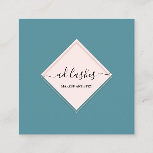 Makeup Artist Lash Beauty Studio Rose Teal Blue Square Business Card