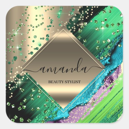 Makeup Artist Lash Body Cosmetic Name Tropical Square Sticker