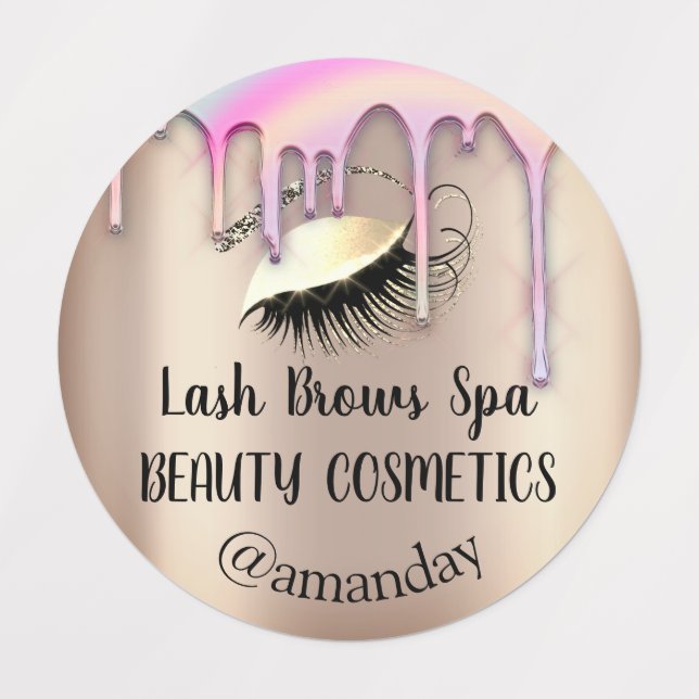 Makeup Artist Lash Brows Custom Logo Gold Drips Labels (Design 1)