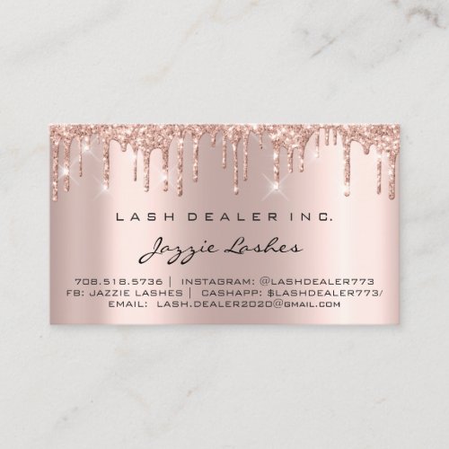 Makeup Artist Lash Dealer Pink Rose Blush Drips Business Card