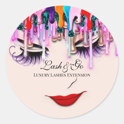 Makeup Artist Lash Extension Beauty Drips Rose Classic Round Sticker