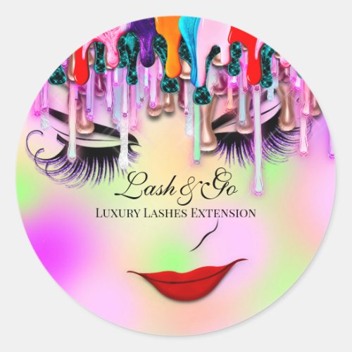 Makeup Artist Lash Extension Beauty Online Drips  Classic Round Sticker