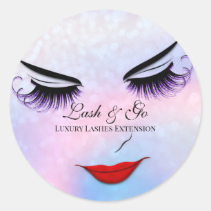 Makeup Artist Lash Extension Beauty Shop Violet  Classic Round Sticker