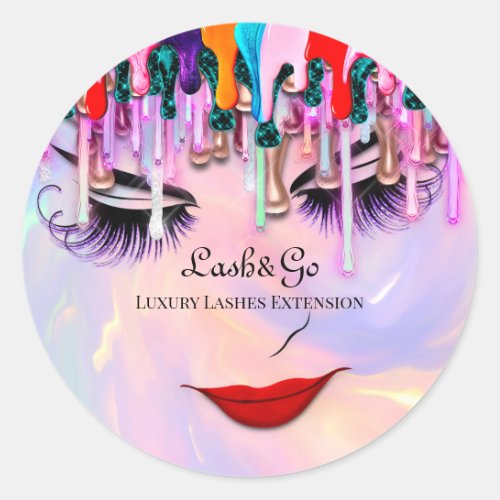 Makeup Artist Lash Extension Drips Princess Classic Round Sticker