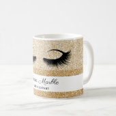 Makeup artist lash extension eyes gold glitter coffee mug (Front Right)