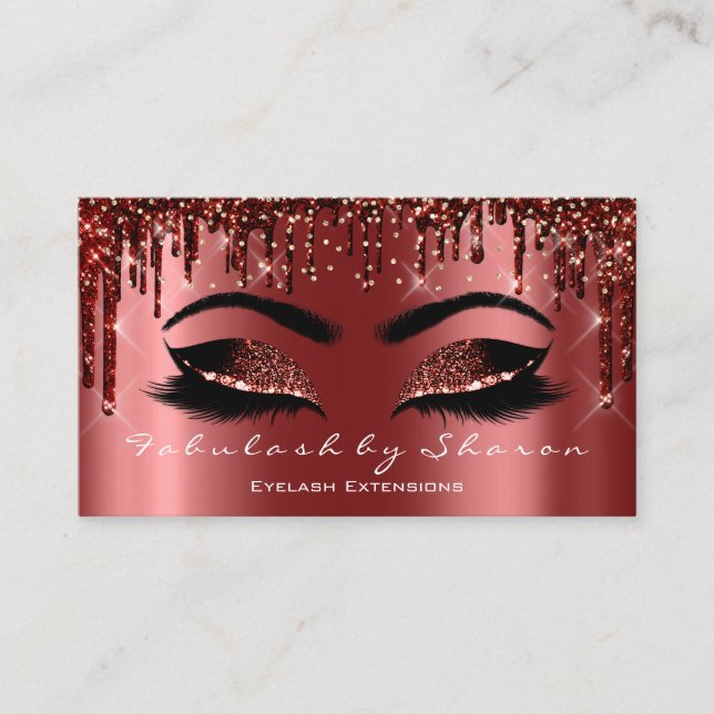 Makeup Artist Lash Extension Glitter Drip Confetti Business Card (Front)