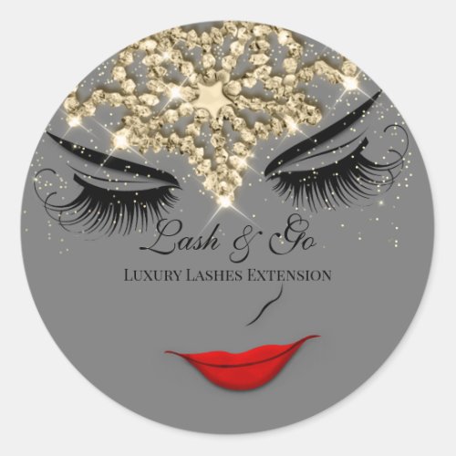 Makeup Artist Lash Extension Lips Golden Stars  Classic Round Sticker