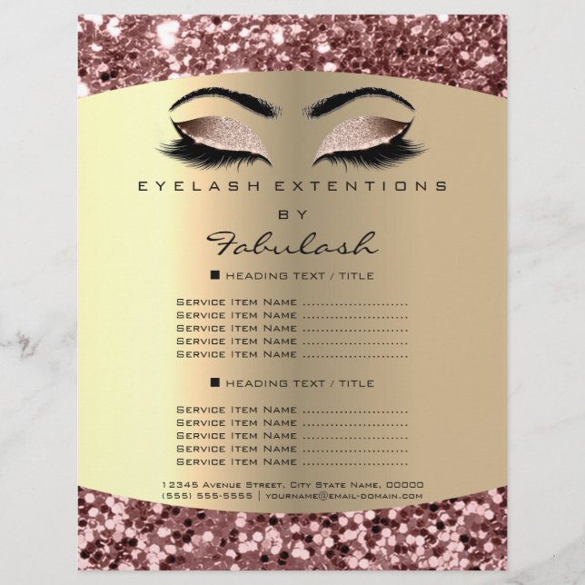 Makeup Artist Lash Extension Rose Gold Flyer Price (Front)