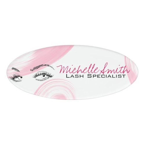 Makeup Artist Lash Extensions Lashes Brows Pink  Name Tag