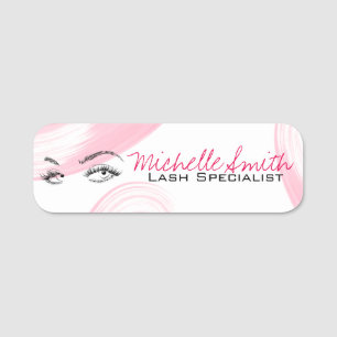 Makeup Artist Lash Extensions Lashes Brows Pink Name Tag