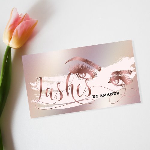 Makeup artist Lash Eyebrow Eyes Lashes Rose Gold Business Card