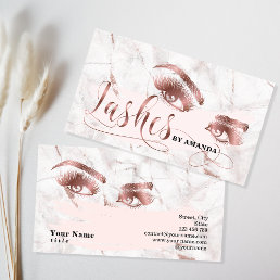 Makeup artist Lash Eyebrow Lashes Marble Rose Gold Business Card