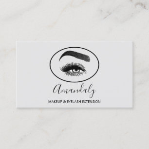 Makeup Artist Lash Friseur Logo QR CODE Gray Black Business Card