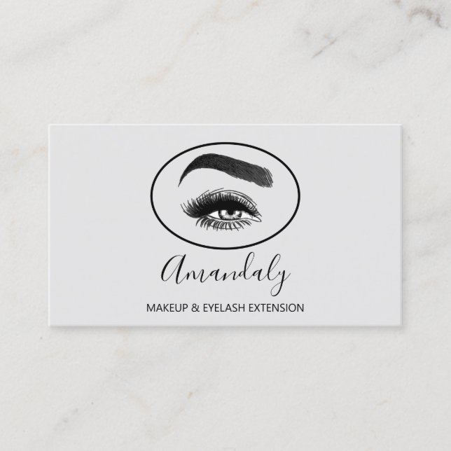 Makeup Artist Lash Friseur Logo QR CODE Gray Black Business Card (Front)