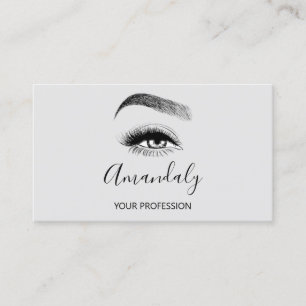 Makeup Artist Lash Friseur Logo QR CODE Gray  Business Card