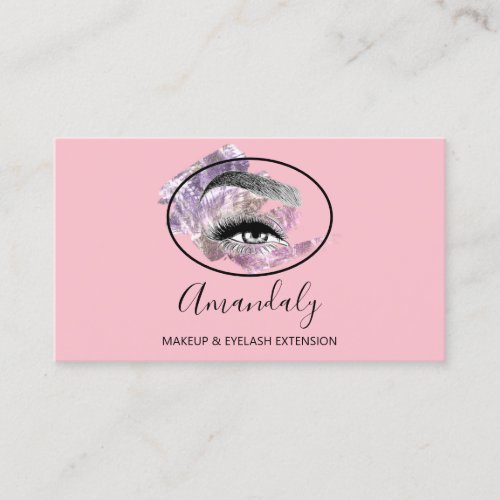 Makeup Artist Lash Friseur Logo QR CODE Pink Business Card