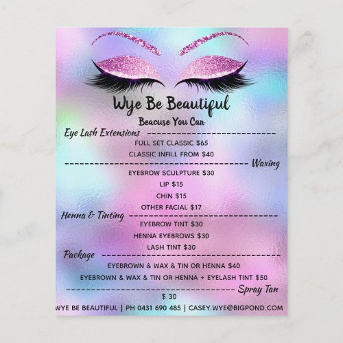 Makeup Artist Lash Glitter Price List Blue Pink1 Flyer